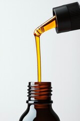 Elegant Golden Sesame Oil Pouring from Bottle