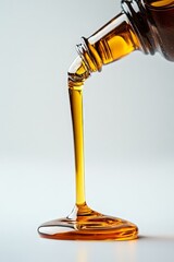 Elegant Hazelnut Oil Pouring Smoothly from Bottle