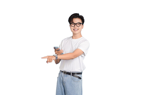 Modern Smart Tech: A young man, styled in smart casual attire, demonstrates a smart watch, connecting to the digital world. - Powered by Adobe