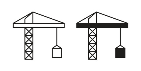 Construction crane icon symbol. Vector EPS 10. line and glyph icon