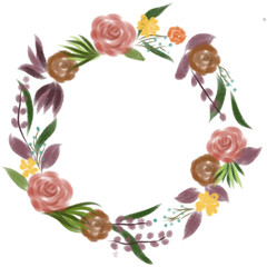 Autumnal Floral Wreath with Roses and Berries for Festive Decorations and Seasonal Events