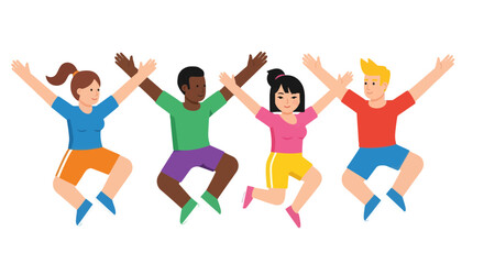 Fototapeta premium Joyful Group Of Diverse Individuals Jumping and Celebrating, Against a Black Backdrop