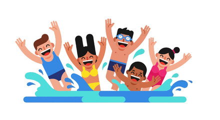 Obraz premium Joyful Group Of Friends Enjoying The Refreshing Aquatic Time During Summer Days