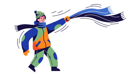 Joyful Illustration Of A Person Enjoying Winter, Cold Weather, And Fresh Air