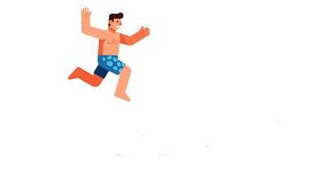 Joyful Illustration Of A Person Jumping Into The Water On A Clear Summer Day