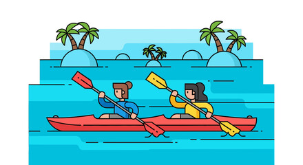 Kayak Adventures on Tropical Waters Showcasing People Enjoying Outdoor Recreation