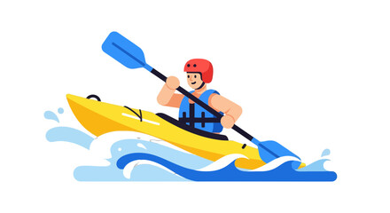 Kayak Sport On Open Water: A Colorful Illustration of Kayaking Experience and Adventure