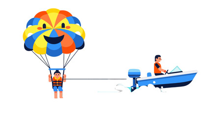 Joyful Parasailing Adventure Above Water Powered By A Motorboat On A Night Outing