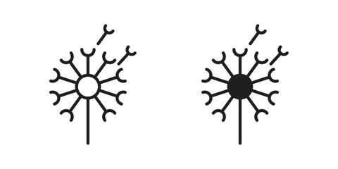 Dandelion icon doodle set. editable outline stroke vector eps