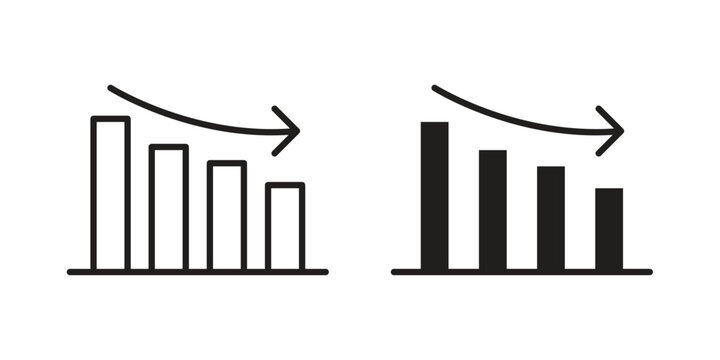 Decrease icon doodle set. editable outline stroke vector eps