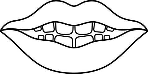 Lips with Teeth Vector Illustration. Perfect for beauty, dental, cosmetic, and fashion themes. Ideal for use in logos, icons, educational materials.