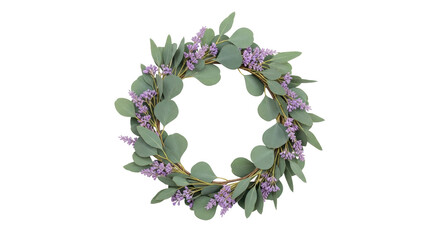 Isolated Eucalyptus and Lavender Wreath, a Gentle Touch of Nature, for Celebration Events