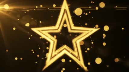 Golden starburst sparkles with dynamic light trails, perfect for awards shows or festive celebrations, creating an atmosphere of elegance and prestige