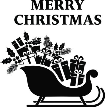 Merry Christmas gifts and a festive sleigh design
