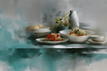 Elegant Still Life with Modern Table Setting