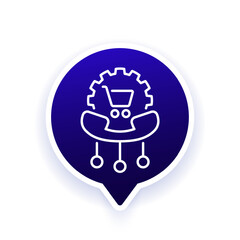 customer support icon with shopping cart and phone, line design