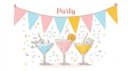 Party invitation card isolated on white background