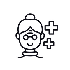geriatric care line icon with an elderly woman