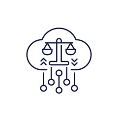 Load balancing line icon with cloud