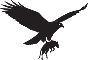 Obraz premium Majestic silhouette of a hawk in flight carrying prey in its talons