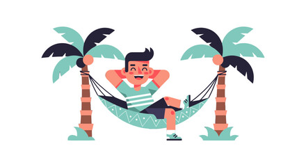Relaxing In Hammock Near Palm Trees Illustrating Vacation And Peaceful Leisure