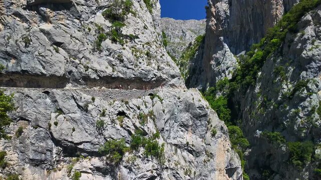 Ruta del Cares Hiking Trail in Picos de Europa in Summer, Northern Spain