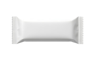 Plain white rectangular wrapper for snack bar or candy, front view photorealistic mockup, isolated on transparent background