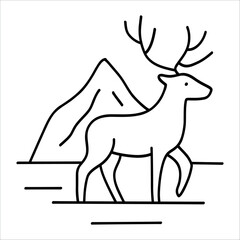 Deer — Minimal Line Art Deer Illustration