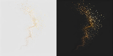 Soft golden dust swirl overlay, isolated PNG with transparent background. Sparkling PNG Overlay adds festive luxury. Glow, star, swirl, christmas, gold glitter PNG with transparent background.