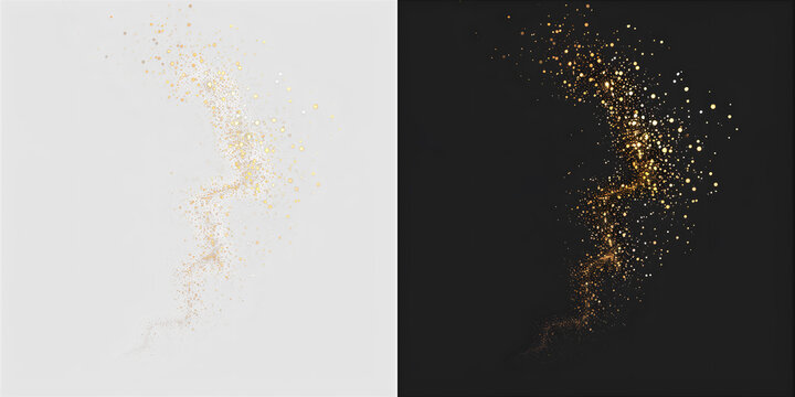 Soft golden dust swirl overlay, isolated PNG  with transparent background. This sparkling PNG Overlay adds festive luxury. Glow, star, swirl, christmas, gold glitter PNG with transparent background. - Powered by Adobe
