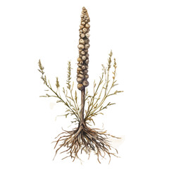 Minimal_Painted_in_watercolor, black_cohosh_root, isolated_on_white, vector_EPS. vectorized