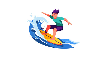 Thrilling Surf Adventure Depicted, Featuring Energetic Surfer on a Vibrant Wave