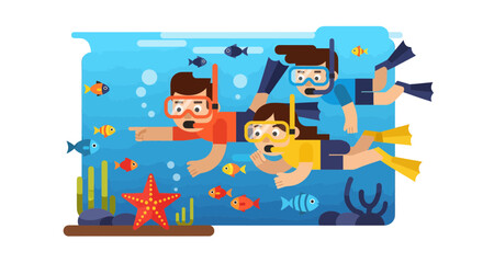 Thrilling Underwater Exploration: Scuba Divers Discovering Marine Life Together