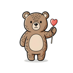 Fototapeta premium teddy bear in isolated white and love heart