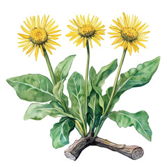 Fototapeta premium Watercolor type, An Imaginary Minimalistic 2D flat icon elecampane_root, modern element in vector and EPS format, isolated on a white background, Simple illustration