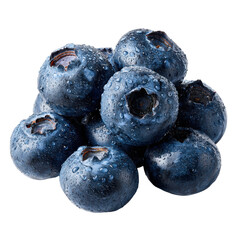 Pile Of Fresh Blueberries Covered In Small Water Droplets Against A Transparent Background