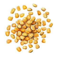 Watercolor type, An Imaginary Minimalistic 2D flat icon fenugreek_seeds, modern element in vector and EPS format, isolated on a white background, Simple illustration