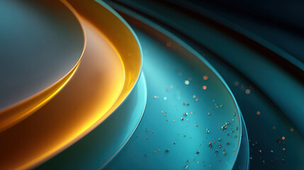 flowing metallic teal and golden curves, creating a modern, luxurious, and dynamic visual. Represents data flow, elegant branding, finance, or fluid motion. Ideal for high-end digital communication.