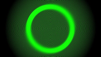 Abstract green glowing concentric circle vortex with rotating ring and hypnotic sci-fi pulse effect in abstract design - Powered by Adobe