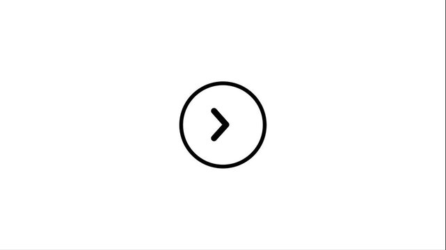 Animated Right Arrow Navigation Button 4k loop animation on white background. Forward Direction UI Motion Icon video
