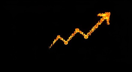Fototapeta premium Ignite growth with this fiery upward trend arrow, perfect for finance, energy, and powerful business concepts