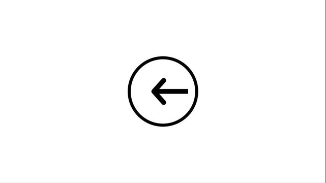 Animated Left Arrow Navigation Button 4k loop animation on white background. Back Direction UI Motion video