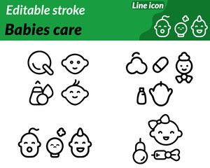 Fototapeta premium A soft and heartwarming babies care icon character. Featuring a smiling baby wrapped in a cozy blanket. surrounded by gentle elements like a heart pacifier and bottle. The rounded shapes pastel style.