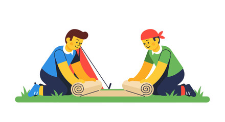 Two People Camping Together Preparing An Adventure In The Mountains Under The Sky