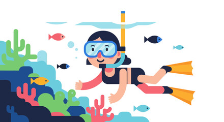 Underwater Diver Enjoys Exploring The Ocean Depths And Beautiful Colorful Marine Life