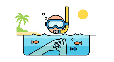 Underwater Dreamscape Depicting Snorkeling Adventures and Tropical Island Exploration