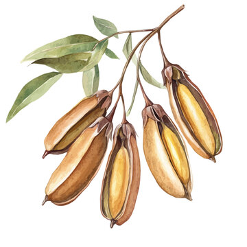 Cute design, An Imaginary Minimalistic 2D flat icon senna pods, modern element in vector and EPS format, isolated on a white background, Simple illustration