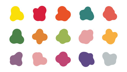 Set of 15 Abstract Organic Blob Shapes: Colorful Irregular Design Elements. 