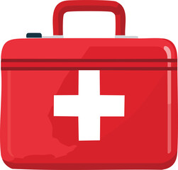 Obraz premium Red first aid kit box with a white cross symbo