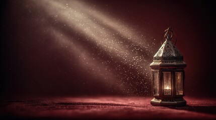 Burgundy table lit by traditional lantern glow